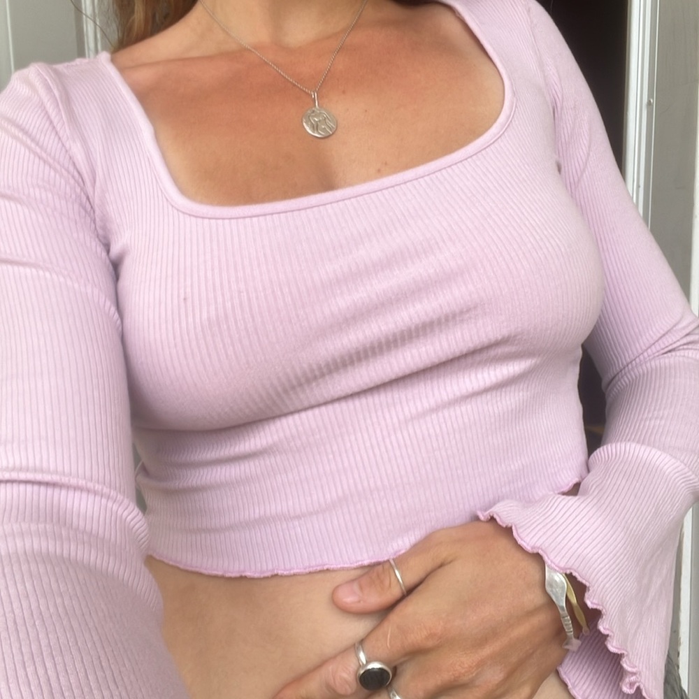 lettuce long sleeve square neck crop top